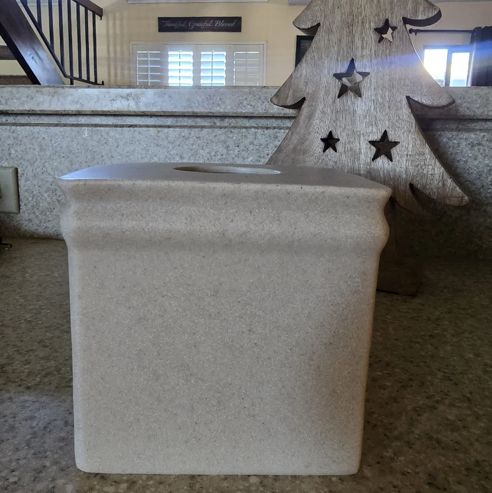 Elegant Beige Square Resin Tissue Box Cover - Picture 2 of 5